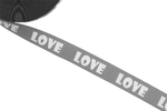 Эластичная тесьма 30 mm - Love - серый 