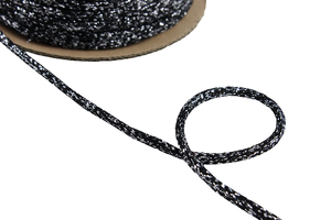 Хлопковый шнур - черный серебристый 8мм
