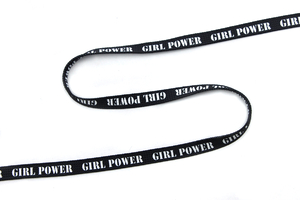 Sznurek drukowany - girl power - ciemny