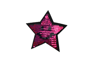 Naszywka cekinowa dwustronna - Gwiazdka różowo-czarna