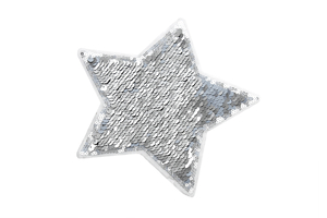 Naszywka cekinowa dwustronna - gwiazda srebrno-czarna