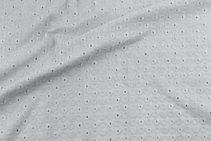 Tissu coton brodé - cercles - gris
