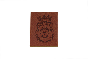 Öko-Lederpatches - großer Löwe in der Krone - Bronze