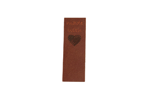 Écussons en cuir écologique - petit coeur - rectangle marron 