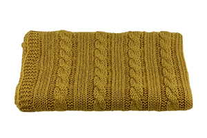 Panneau tricoté - couverture - moutarde - galon