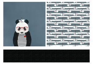 Panel panoramiczny jersey - Panda marynarz