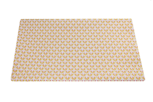 Tkanina bawełniana odzieżowa -popelina -  Wzorki żółto-różowe na bieli