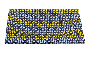 Tissu d'habillement en coton - Popeline - Motifs jaunes et bleus sur bleu marine 