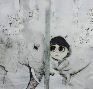 Die Mojo Graffi-Kollektion - Tilo mit einem Elefanten - eine kleine Tafel 