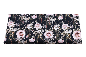 Tissu imperméable - Clés et roses - graphite