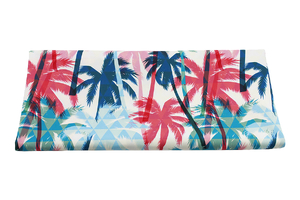 Tkanina na bermudy - spodenki kąpielowe - palmy niebiesko-czerwone