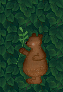 Wasserdichtes Panel für einen Rucksack-Beutel - Teddybär in den Blättern
