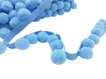 Tape with pompoms - blue 
