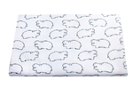 Tissu imperméable - Hippopotames sur blanc