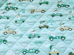 Tissu pour tapis de pique-nique - lapins en voiture