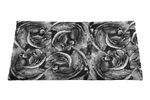 Linen fabric - black and white roses