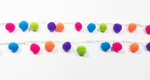 Tape with colorful pompoms - white 