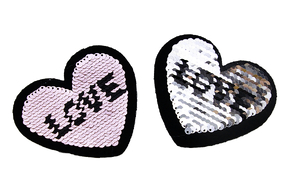 Sequin Streifen doppelseitig - Herz LOVE Rosa und Silber