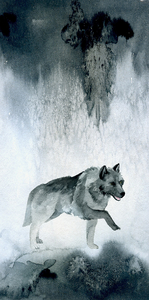Panel for sleeping bag - Watercolor Wolf
