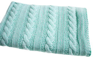 Knitted panel - blanket - mint BRAID 