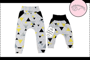 Baby fake pockets harem pants - from 1 month to 10 years - PDF Pattern    