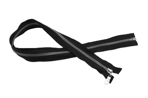 Zipper - separated - 60 cm - black / silver
