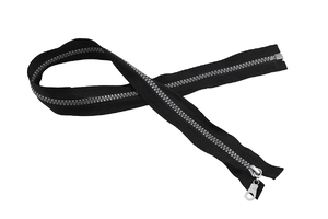 Zipper - separated - 70 cm - black / silver
