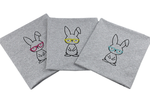 Panel - bunny with glasses - gray melange