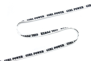 Sznurek drukowany - girl power - biały 