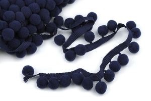 Tape with pompons - navy blue
