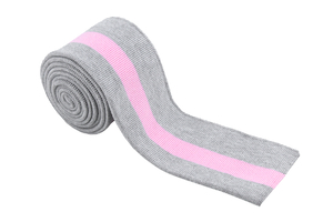 Bündchen - grau mit einem rosa Streifen