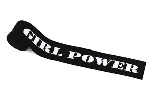 Rabat côtelé - Girl Power - noir