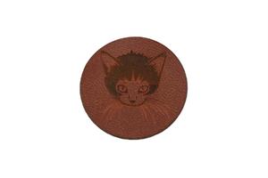 Écussons en cuir écologique - chaton - marron 