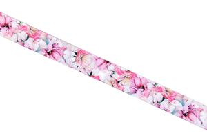 Supporting tape - pink peonies - 30 mm   