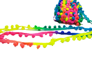 Rainbow ribbon with pompoms 