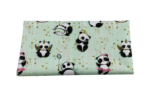 Waterproof fabric - Pandas on the mint
