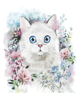Panoramic panel for a backpack - kitten in flowers 