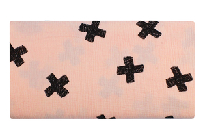 Double Gaze Cotton - crosses - powder pink 