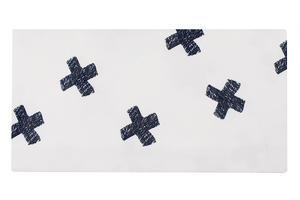 Navy blue crosses on ecru  - single