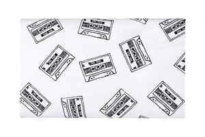 Cassettes on white - sweatshirt fabric 