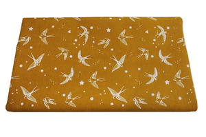 Swallows in mustard - home decor fabric  