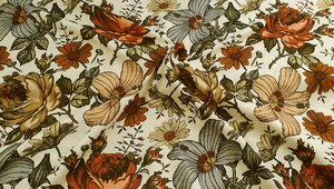 Tkanina silki - silky - kwiaty vintage jasne