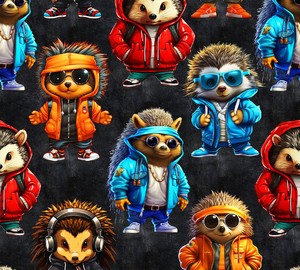 Waterproof fabric - Hip-hop hedgehogs