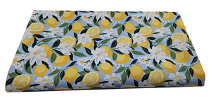 Waterproof fabric - lemons on blue