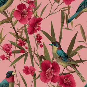 Pink birds - lycra for swimsuits           