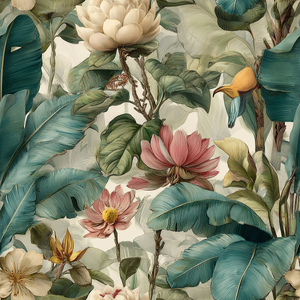 Tkanina wodoodporna - Flowers on cream