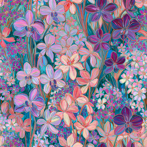 Floral fantasy - lycra na stroje taneczne i kąpielowe