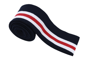 Ribbed flap - navy blue with white and red stripes