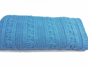 Knitted panel - blanket - blue BRAID