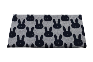 Jacquard knit - navy blue rabbits on gray
